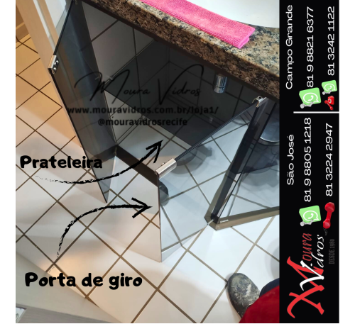 PORTINHA DE GIRO PARA ARMÁRIO EM VIDRO FUMÊ